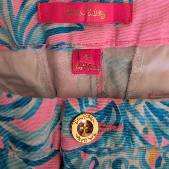 Lilly Pulitzer Womens 6 Buttercup Shorts Pink Blue Scalloped Preppy Vacation - Picture 5 of 6